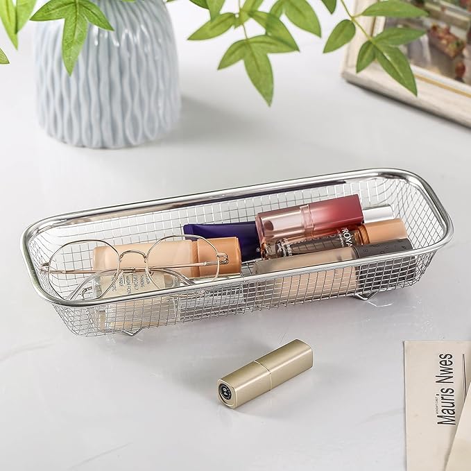 4Pack Stainless Steel Tumbler Cup Lid Organizer Inside Cabinet, Mason Jar Lid Holder, Rectangular Basket for Storage of Silverware, Chopsticks, straws and Utensils - Image 5