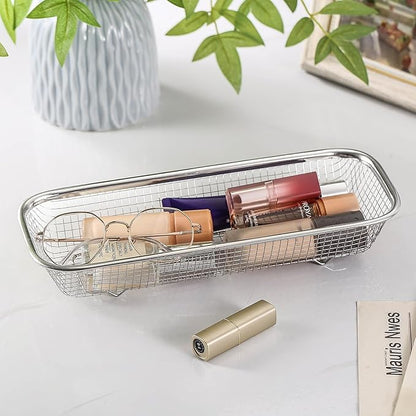 4Pack Stainless Steel Tumbler Cup Lid Organizer Inside Cabinet, Mason Jar Lid Holder, Rectangular Basket for Storage of Silverware, Chopsticks, straws and Utensils - Image 5
