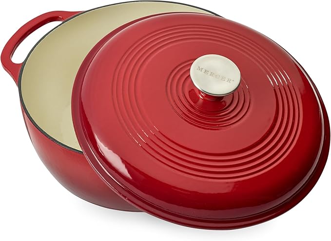 Mercer Culinary Enameled Cast Iron Round Dutch Oven, 6 qt., Red - Image 4