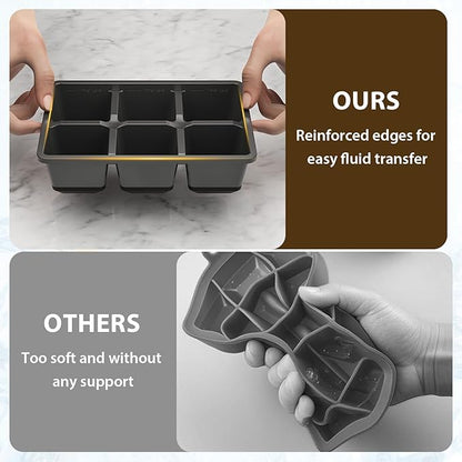 Optish Large Ice Cube Molds, 2 Pack Whiskey Square Ice Molds, 1.8 Inch Big Ice Cube Tray, Stackable Cocktail Ice Tray with Lid, Easy to Release (Grey) - Image 5