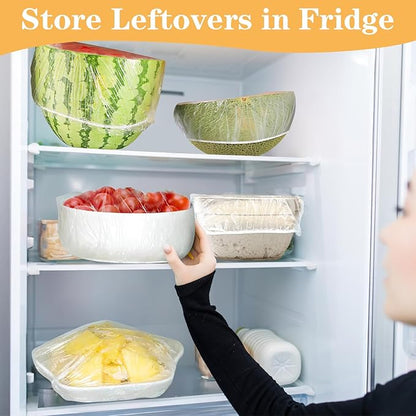 200 Pcs Bowl Covers for Bread Proofing, Plastic Shower Caps for Sourdough Bread, Food Covers Stretch Reusable Elastic, Keep Food Fresh and Dust Away - Image 3