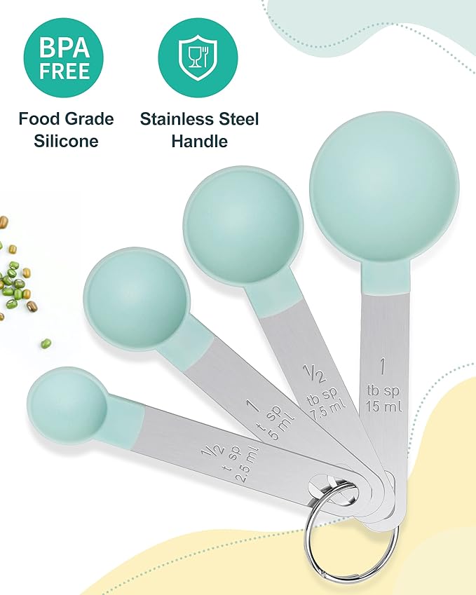 Measuring Cups and Spoons Set of 8 Pieces, nesting measuring cups for Measuring Dry or Liquid Ingredients, Stainless Steel Handle, Kitchen Gadgets for Cooking & Baking - Image 4