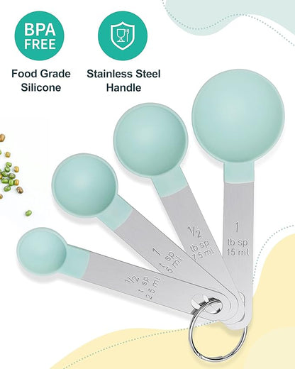 Measuring Cups and Spoons Set of 8 Pieces, nesting measuring cups for Measuring Dry or Liquid Ingredients, Stainless Steel Handle, Kitchen Gadgets for Cooking & Baking - Image 4