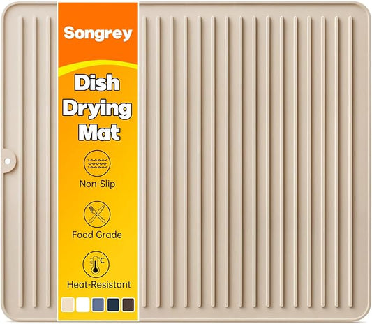 Songrey 18" x 16" Silicone Dish Drying Mat, Kitchen Counter Drying Pad for Sink Dishes or Under Rack, Multi-Use as Heat Resistant Trivet, Coffee Bar Mat by Unknown