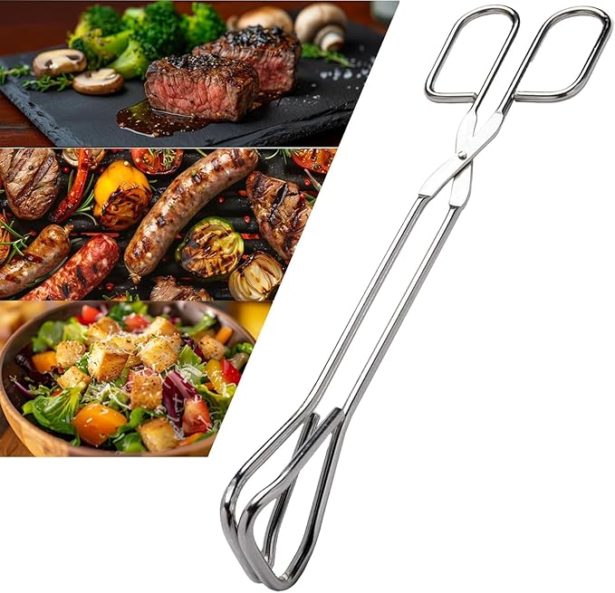 Hiash 11" Heavy Duty Stainless Steel Kitchen Scissor Tongs with Comfortable Ergonomic Grip, Heat Resistant Tongs for Cooking & BBQ, Set of 2 - Image 7