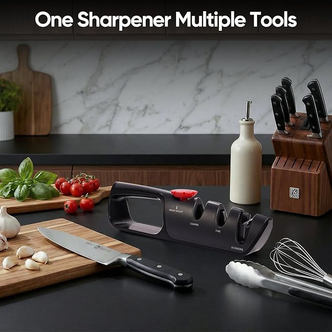 USELUCK Knife Sharpener, 6 Adjustable Sharpening Angles, Diamond-Coated Ceramic Stones for Kitchen, Professional & Pocket Knives - Coarse & Fine