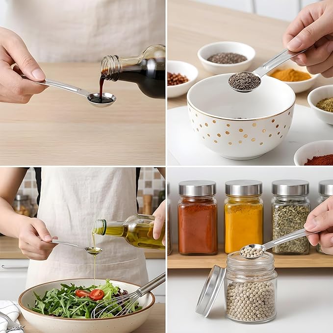 4Pcs Stainless Steel Measuring Spoons Set, Metal Measuring Spoons Set, Table Spoon Measure Spoon for Coffee, Teaspoon Scoop Kitchen Gadgets Cooking