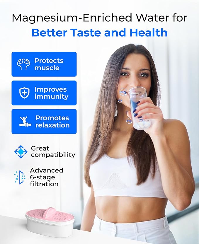 [Original] Waterdrop PF-01MG Magnesium Water Filter Replacement for Waterdrop Pitcher and Dispenser, Reduces Chlorine, Odors, Improved Coffee Taste, Last Up to 2 Months or 100 Gallons, 1 Pack