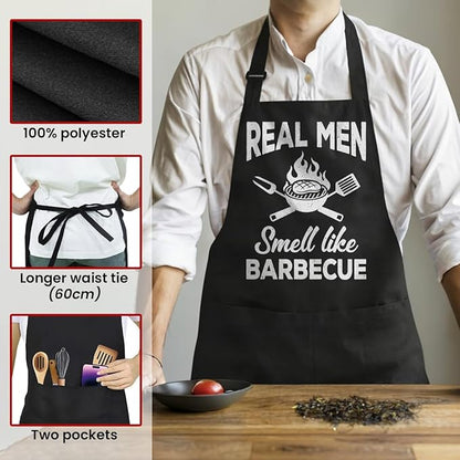 SANDJEST Funny Mens Aprons with Pockets for BBQ Grilling Cooking Grandpa Husband Apron for Birthday Christmas Father's Day