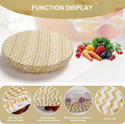 10Pcs Reusable Bowl Covers In 5 Size, Stretch Cloth Fabric Dish Cover Kitchen Storage Containers Lids for Fruits Food Leftover Dough Bread Proofing (Classic Style)