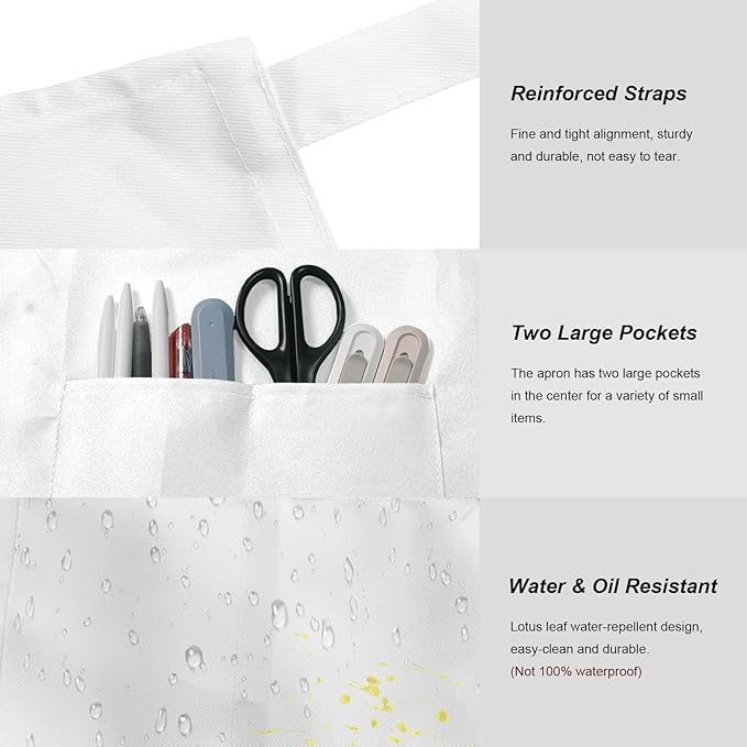 15 Pcs Adult Aprons Bulk with Pockets Adjustable Bib Chef Apron for Women Men Painting Cooking Crafting (S/L) - Image 3