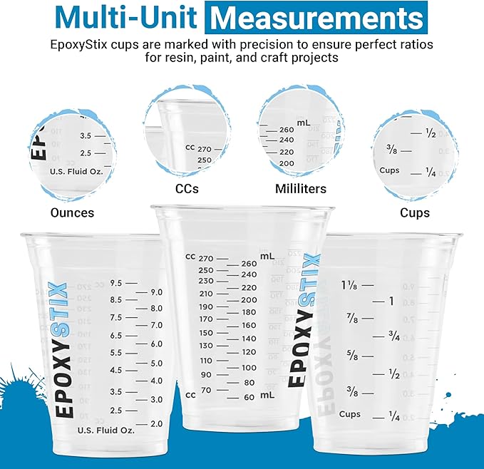 [100 Pack] NEW SIZE 12oz Graduated Mixing Cups - Durable PET, Clear Measurement Markings in oz, mL and cups - For Resin, Paint, Mixing and Crafts - Image 2
