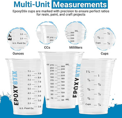 [100 Pack] NEW SIZE 12oz Graduated Mixing Cups - Durable PET, Clear Measurement Markings in oz, mL and cups - For Resin, Paint, Mixing and Crafts - Image 2