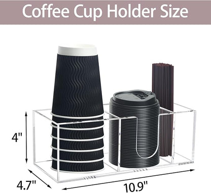 Coffee Bar Accessories and Organizer, Disposable Cup Holder for Countertop, Acrylic Storage and Organization for Cup Lid Stirrers Pod, Farmhouse Table Decor