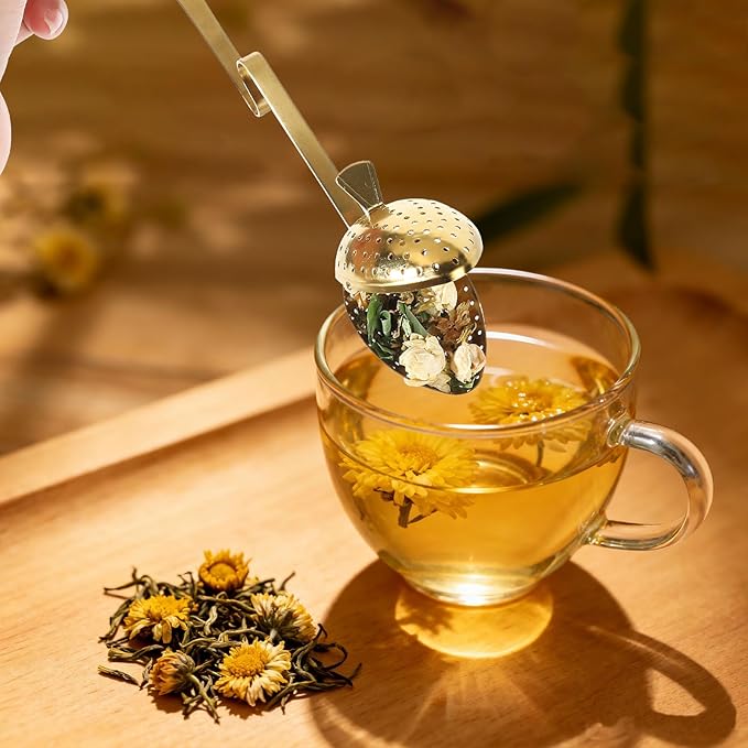 Tea Infuser Spoon for Loose Leaf Tea - Stainless Steel with Long Handle and Fine Mesh Filter, Reusable Easy to Clean Tea Accessories for Tea Lovers