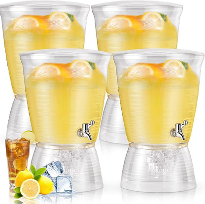 Tioncy 4 Pcs Acrylic Beverage Dispenser with Spigot 2.7 Gallon/ 10 l Clear Drink Water Dispenser Countertop with Detachable Base Iced Juice Container Unbreakable for Wedding Party by Tioncy