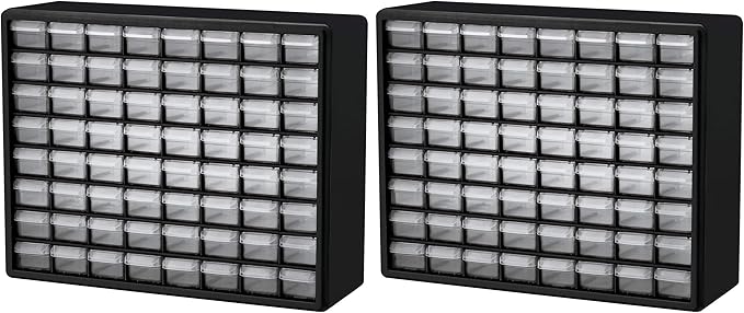 Akro-Mils 64-Drawer Plastic Storage Cabinet, 20-Inch W x 6-Inch D x 16-Inch H | Black | Model 10164 | Garage Organization by Akro-Mils