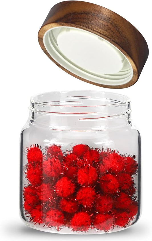16 oz Glass Jars with Airtight Lid Spice Jar Round Storage Canister with Clear Glass Food Jar for Pantry Sugar Tea Coffee Bean Spice Nuts Cookies Bath Salts (500ml/16oz-1pack) by Patoper