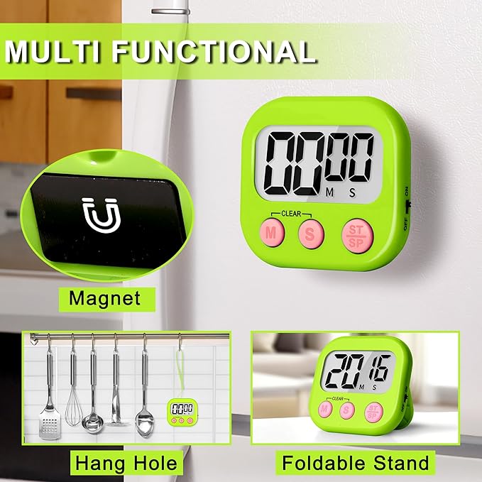 ZILLEEN Classroom Timer for Kids Teachers 2 Pack Digital Timers, Green & Yellow - Image 2