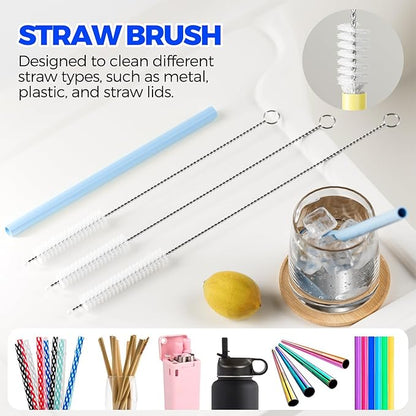 6 Pack Holikme 4 in 1 Cup Lid Cleaning Brush Set with 3 Straws, Multifunctional Bottle Brush, Silicone Cup Lid Gap Cleaner, Durable Bristle Crevice Cleaning Brush, Blue & Yellow & Red - Image 5