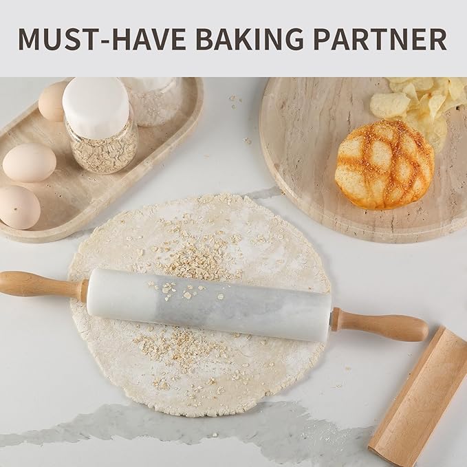 Koville Marble Rolling Pin, Non-Stick African Stone Polished Dough Roller, Pasta, Dumpling, Ravioli, Fondant, Pie Crust, Kitchen Baking Pastry Tools(Namib Fantasy) - Image 8