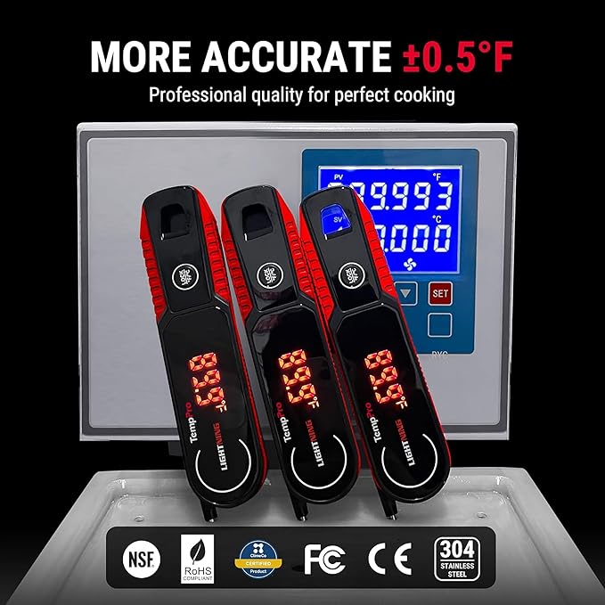 TempPro Lightning 1-Sec Instant Read Meat Thermometer, Kitchen Food Thermometer with 180° Rotating Display, IP67 Waterproof Cooking Thermometer for Deep Fry Smoker BBQ Grill (Previously ThermoPro) - Image 2