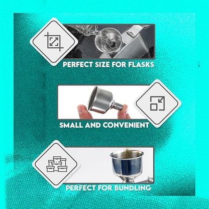 SE Stainless Steel Funnel for Flasks Bottles and Mini Bottles, Small Steel Drink Funnel for Filling Drinking Liquor Flask, Transferring Oil, Juice, Milk -HQ93 - Image 8