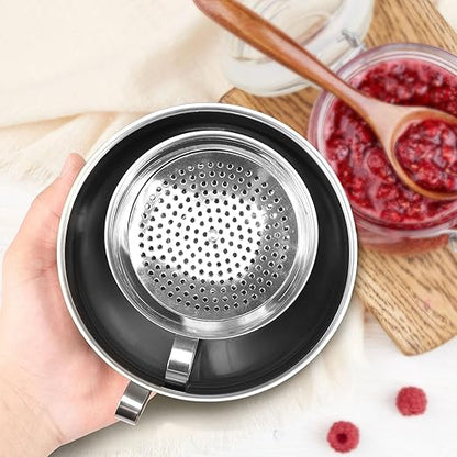3 Piece Stainless Steel Canning Funnel Set with Strainer, Wide Mouth Mason Jar Funnels for Kitchen, Metal Funnel for Filling Bottles, Canning Supplies for Preserving, Dishwasher Safe