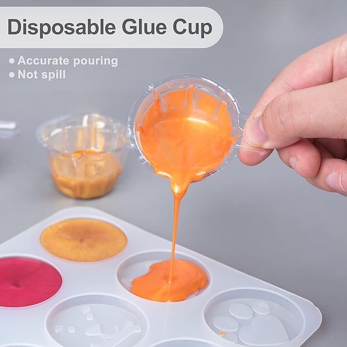 LET'S RESIN Epoxy Mixing Cups Kit,200Pcs, Plastic, 30ml Disposable Measuring Cups,50 Wooden Stirring Sticks for Paint Mixing, Jewelry Making - Image 3