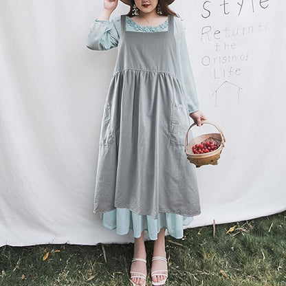 Uaussi Cotton Linen Apron Cross Back Work Apron for Women with Pockets Pinafore Dress X Cross Halter Apron for Chef Gardening - Image 5