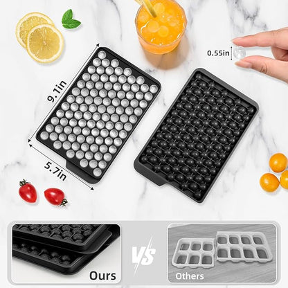 WIBIMEN Mini Ice Cube Trays, 0.55” Tiny Pebble Ice for Iced Coffee & Cocktails, Fast Chill, Easy Twist Release, Stackable with Lid & Storage Bin (4 Pack, Black) - Image 5