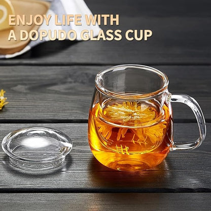 DOPUDO Large Glass Tea Cup, 34 oz Borosilicate Glass Tea Mug with Infuser and Lid, 1000ML Clear Tea Cups for Brewing Scented Tea and Tea Bag. - Image 6