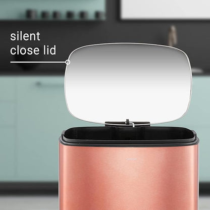 happimess HPM1006D Connor Rectangular 13-Gallon Trash Can with Soft-Close Lid and Free Mini Trash Can, Fingerprint Resistant, Modern, Minimalistic for Home, Kitchen, Office, Bathroom, Rose Gold - Image 8