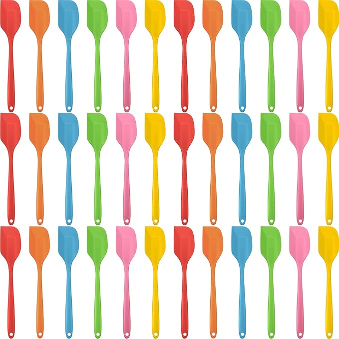 Irenare 36 Pcs Mini Silicone Spatulas Bulk 8.3 Inch Heat Resistant Scrapers Rubber Spatulas Seamless Design Non Stick Flexible for Kitchen Use Cooking Baking Mixing by Irenare