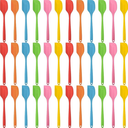 Irenare 36 Pcs Mini Silicone Spatulas Bulk 8.3 Inch Heat Resistant Scrapers Rubber Spatulas Seamless Design Non Stick Flexible for Kitchen Use Cooking Baking Mixing by Irenare