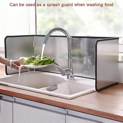 4 Sided Oil Splatter Guard Grease Splatter Guard Stove Splatter Guard, Splatter Guards Splatter Screen for Frying Pan,Large Foldable Splash Guard for Stove Top, Steel Anti Splatter Shield - Image 2
