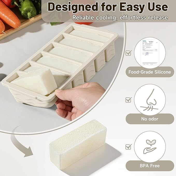 3-Pack Silicone Freezer Trays with Lid, Soup Freezer Container Molds, Silicone Freezer Molds, Ice Cube Tray for freezing Soup Sauce Broth Leftovers, Dishwasher & Oven Safe(1/2-cup,starlight)