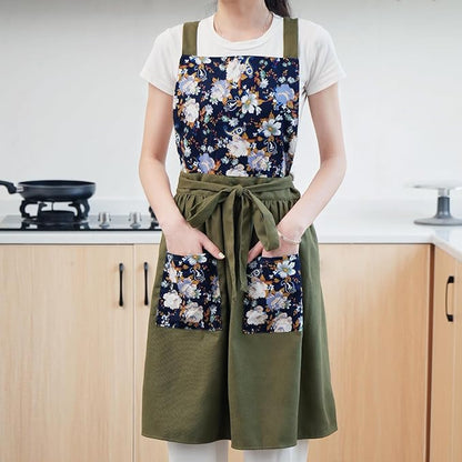Pinknoke Vintage Pinafore Apron Dress for Women with Pockets Cute Floral Chef Aprons for Kitchen Cooking Baking Gardening - Image 8