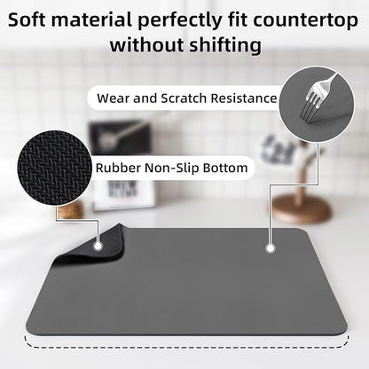 LOPNUR Kitchen Dish Drying Mat, 18"x16" Small Dish Drying Mats for Kitchen Counter, Diatomite Coffee Mat, Super Absorbent Dish Drying Pad, Heat Resistant Mat with Anti-slip Rubber Backed, Grey - Image 4