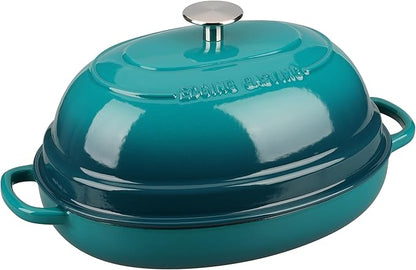 EDGING CASTING Enameled Oval Cast Iron Dutch Oven Pot with Lid, Bread Dutch Oven for Sourdough Bread Baking, Dutch Oven Bread, Bread Oven, 6QT, Darkcyan - Image 5
