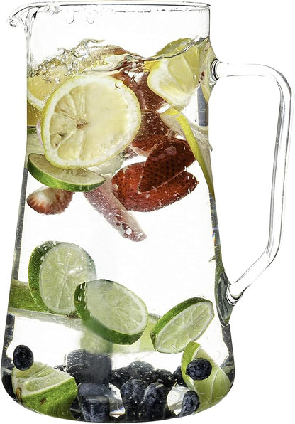 Simax Large Glass Pitcher With Spout, 2.5 Quart (80 Ounce) Borosilicate Glass Iced Tea Pitchers with Handle, Angled Cylinder Design, Glass Water Pitcher by SIMAX