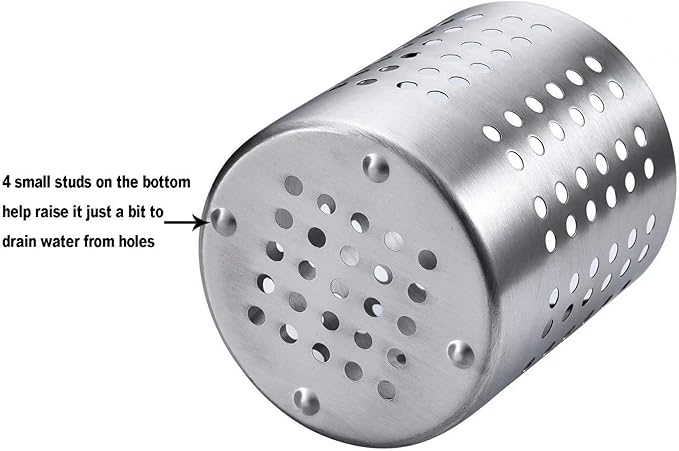 KSENDALO Small Stainless Steel Utensil Holder, SUS304 Silverware Utensil Drying Rack, Utility Sturdy Home Kitchen Daily Use Utensil Drainer for Countertop, Silver (5.32inch Tall) - Image 4