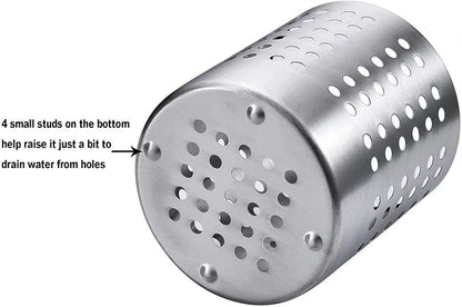 KSENDALO Small Stainless Steel Utensil Holder, SUS304 Silverware Utensil Drying Rack, Utility Sturdy Home Kitchen Daily Use Utensil Drainer for Countertop, Silver (5.32inch Tall) - Image 4