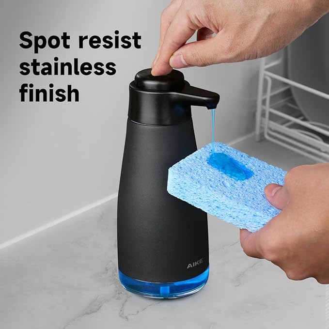AIKE 15fl.oz Liquid Soap Dispenser for Dish and Hand Soap Matte Black - Image 2