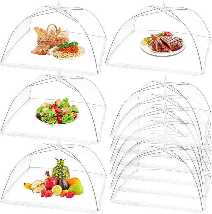 10 Pack Food Cover Tents, Food Covers for Outdoors, Pop-Up Tents, Mesh Tent, Reusable and Collapsible Outdoor Picnic Covers Net, Suit for Parties Picnics, BBQs, Fruit Cover by ZAUGONTW