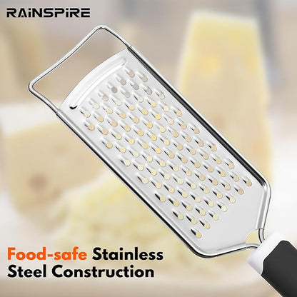 Rainspire Professional Cheese Graters for Kitchen Stainless Steel Handheld, Metal Lemon Zester Grater With Handle For Cheese, Chocolate, Spices, Kitchen Gadgets And Tools, Soft Grip Handle, Black - Image 6