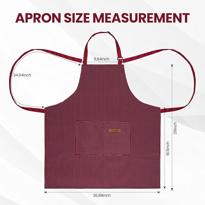 Serrenf 2 Pack Apron, Cooking Kitchen Aprons, Adjustable Bib Apron with 2 Pockets for Men Women Chef Apron - Image 5