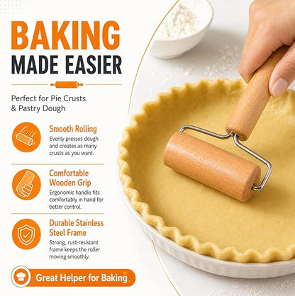Small Wooden Rolling Pin for Baking, 7 Inch Mini Dough Roller, Non Stick Pizza Roller for Pastry Cookie Tortilla Dumpling Fondant Pie Crust Pasta (GMZ-H)