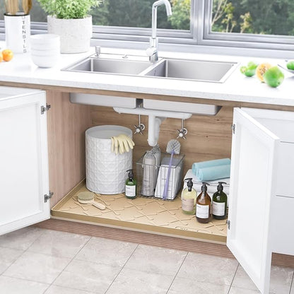 SIKADEER Under Sink Mat Waterproof 34" x 19", Silicone Mat Kitchen Drawer Shelf and Cabinet Liner, Sink Protector for Kitchen Organizers and Storage, Boot Tray Pet Food Mats - Image 2