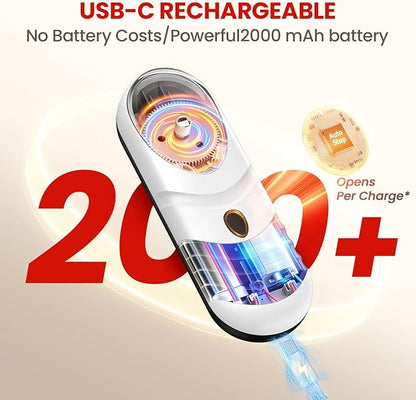 One Touch Electric Can Opener Fits Almost All Can Sizes for Seniors with Arthritis, Rechargeable Smooth Edge Can Opener with Magnetic Cover Catch, Food Safe Kitchen Gadget